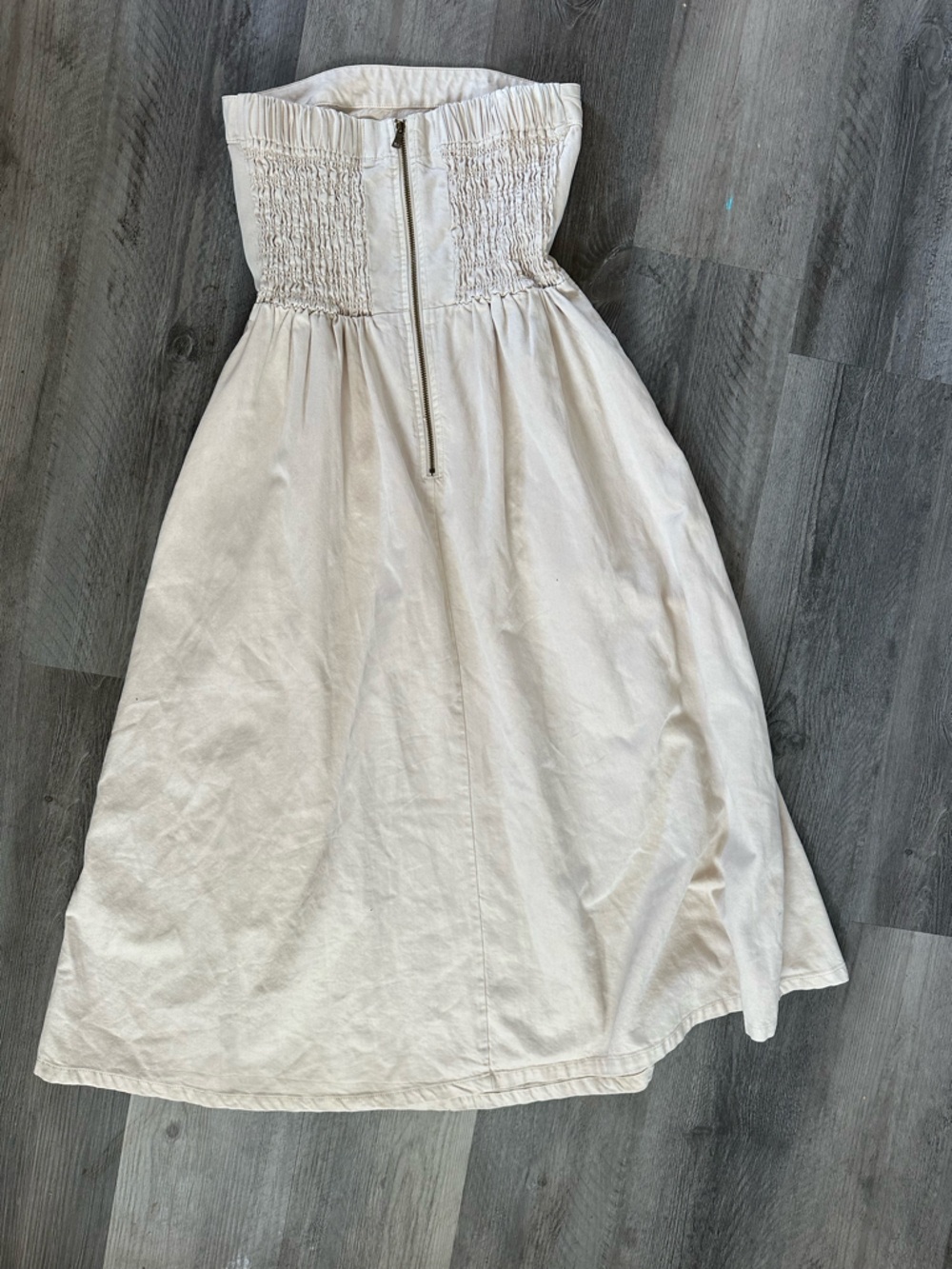 YFB Cream Denim Strapless Dress - Picture 6 of 9